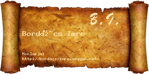 Bordács Imre névjegykártya